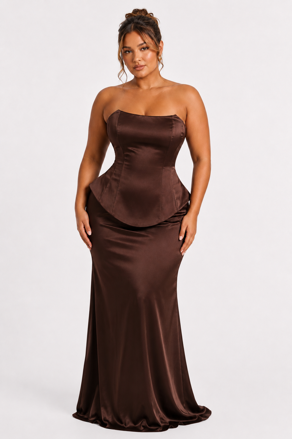 Darling Mine Satin Maxi Gown – Chocolate Brown