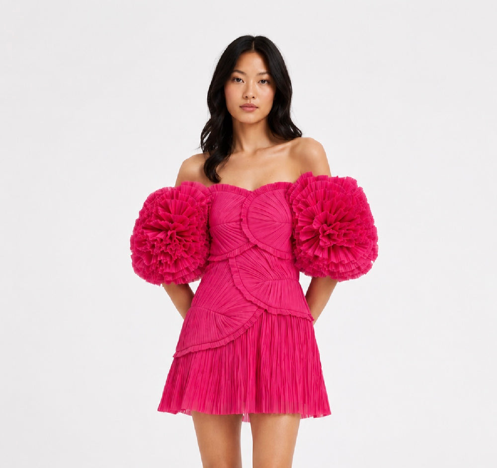 Crystallise Pleated Mini Dress