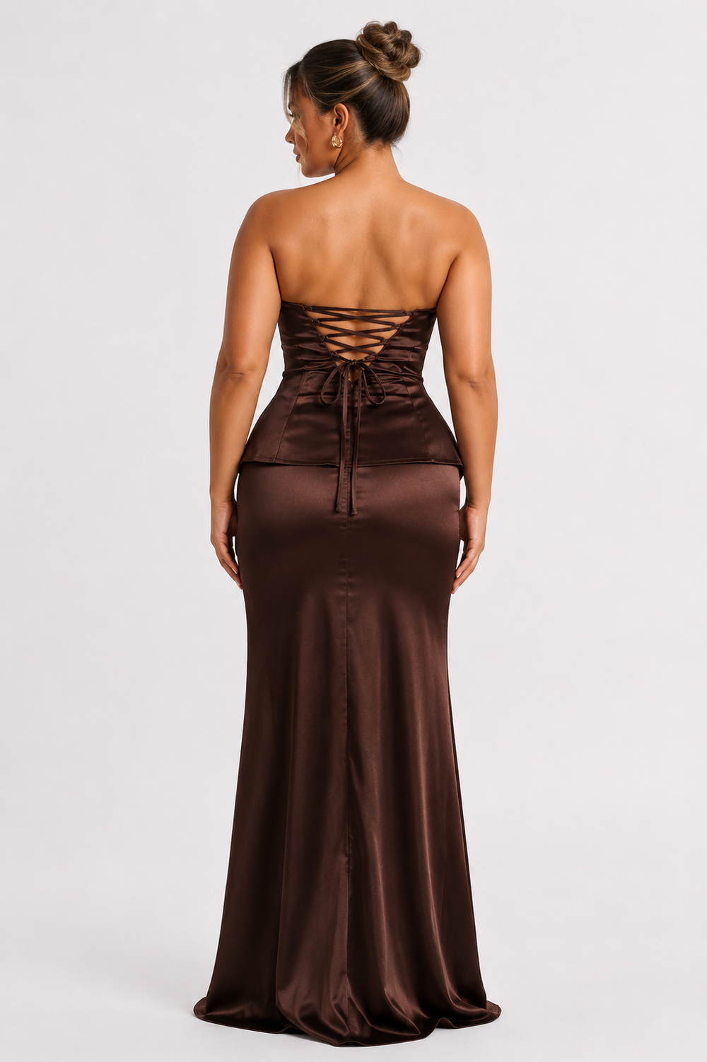 Darling Mine Satin Maxi Gown – Chocolate Brown