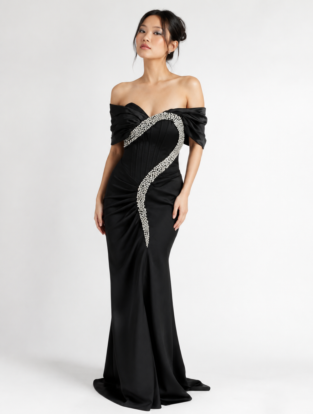Moda Glam Asymmetrical Evening Gown