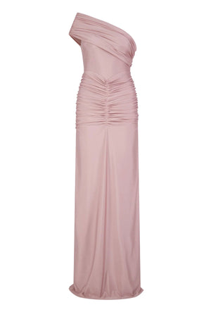 Layla One Shoulder Gown – Mauve Pink