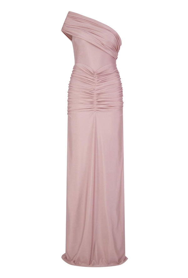 Layla One Shoulder Gown – Mauve Pink