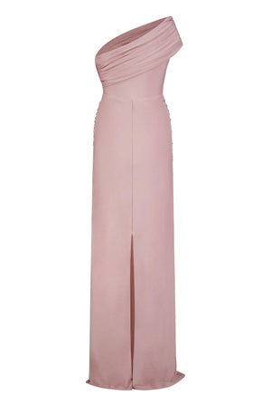 Layla One Shoulder Gown – Mauve Pink