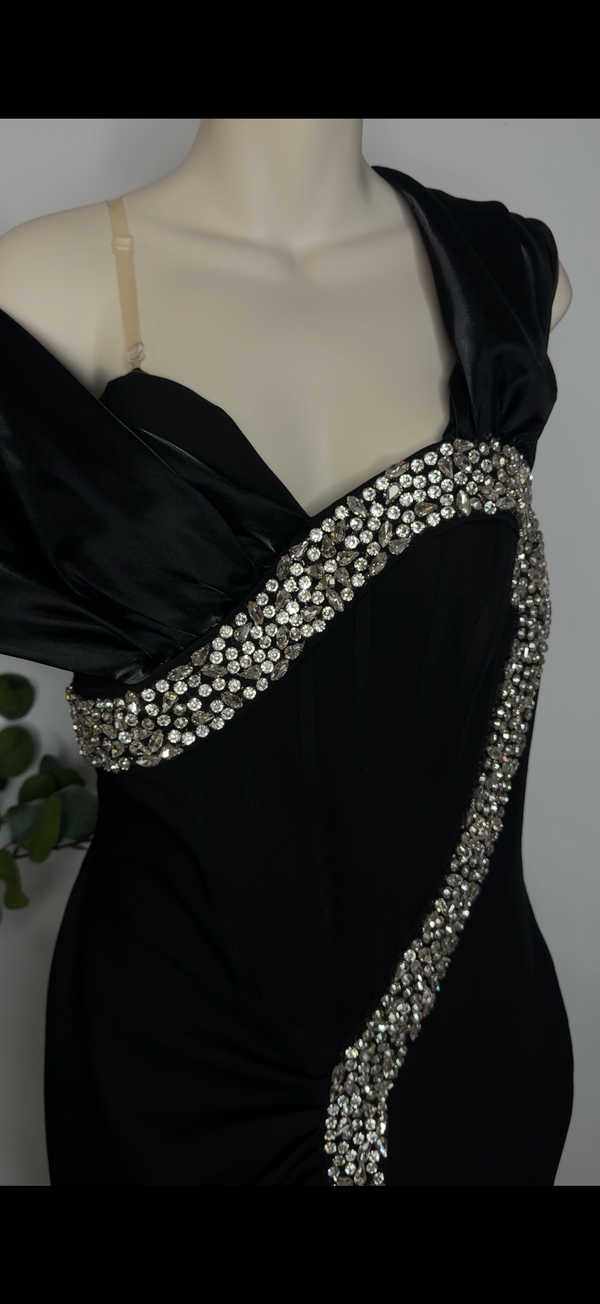 Moda Glam Asymmetrical Evening Gown