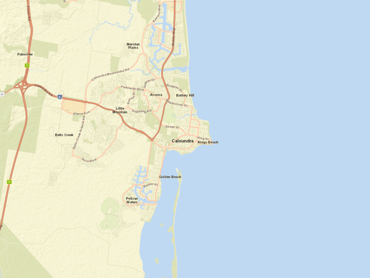 Map showing Sunshine Coast, Australia